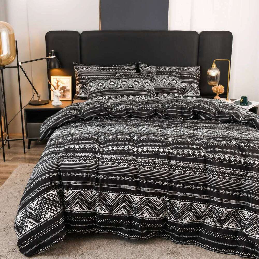 Boho Geometric Duvet Twin King Size Stripes/Chevron Pattern 3-Piece Reversible Soft Bedding Set Comforter Cover H260311