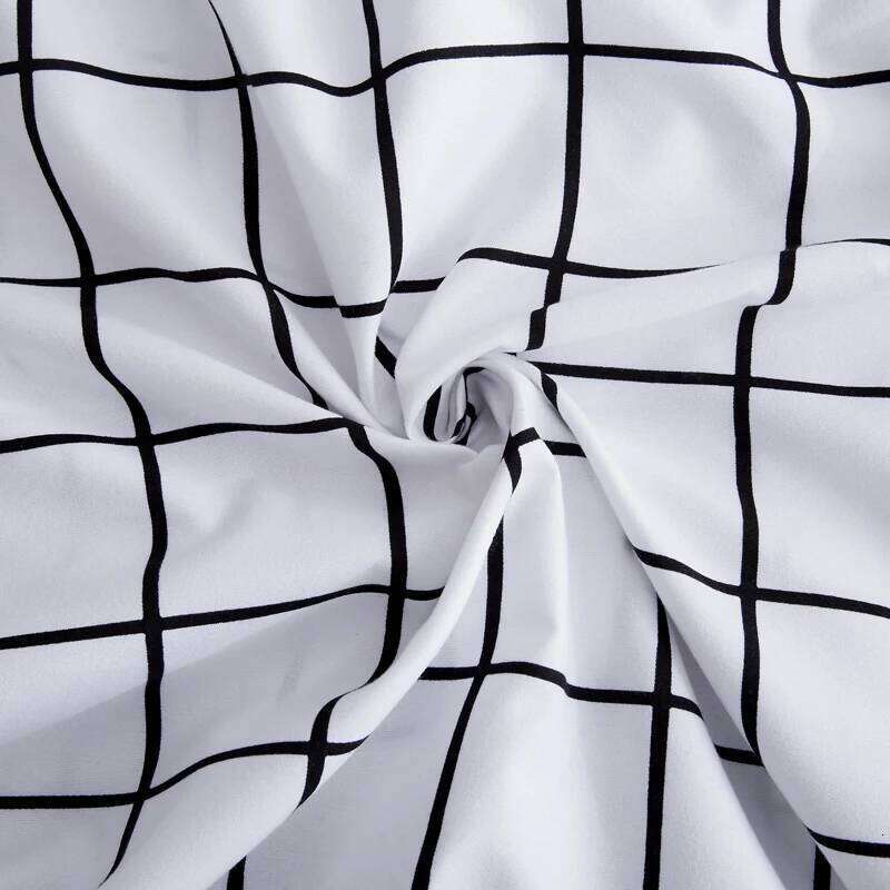 Bonenjoy Queen Bedding Set White Color Black Plaid Microfiber Reactive Printed King Size Bed Linen Sets For Bedroom Kit H260311 - view 6