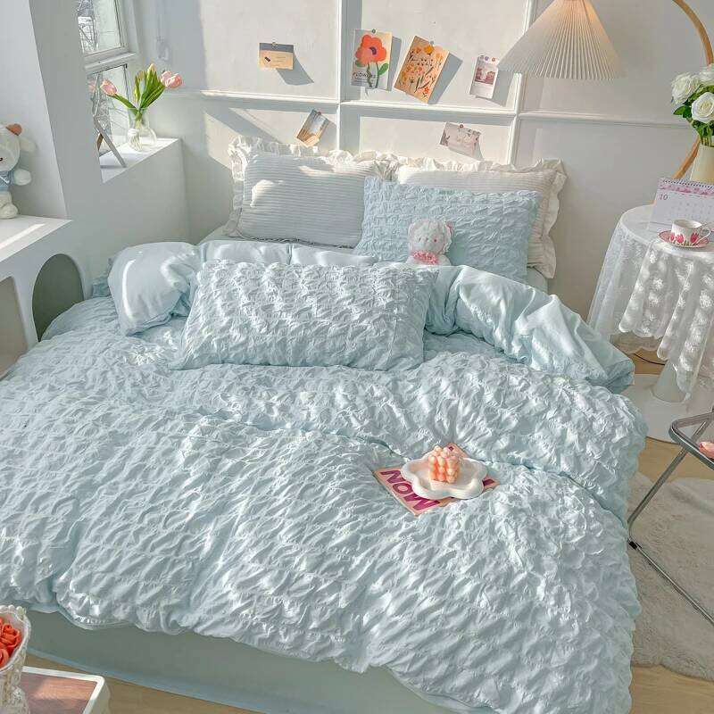 3pcs Duvet Set 1*Duvet Cover + 2*Pillowcase, Without Core, Bubble grid Print Bedding Set, Soft Comfortable H260311