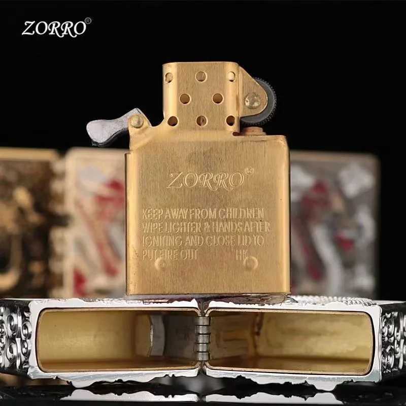 Old-fashioned Armor Kerosene Lighter Windproof Five-sided Embossed Veyron Creative Pure Copper Lighter Mens Gift N260311