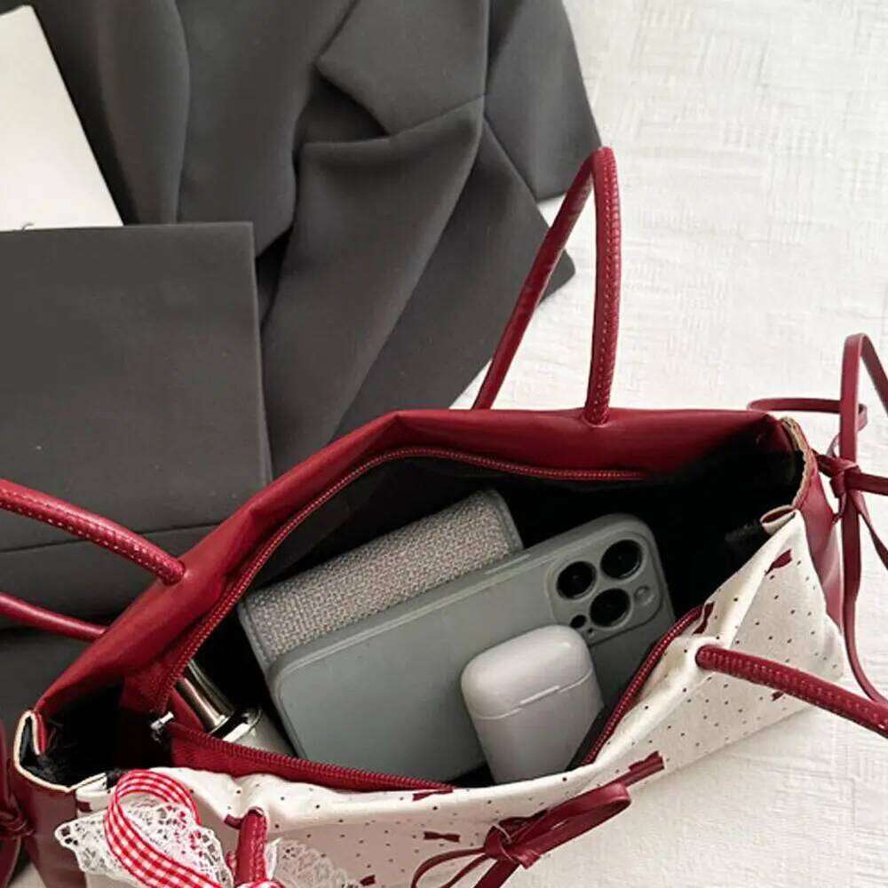 Korean Style High Aesthetic Butterfly Knot Women's Summer New Single Shoulder Underarm Fashion Polka Dot Handheld Small Bag XJ260311