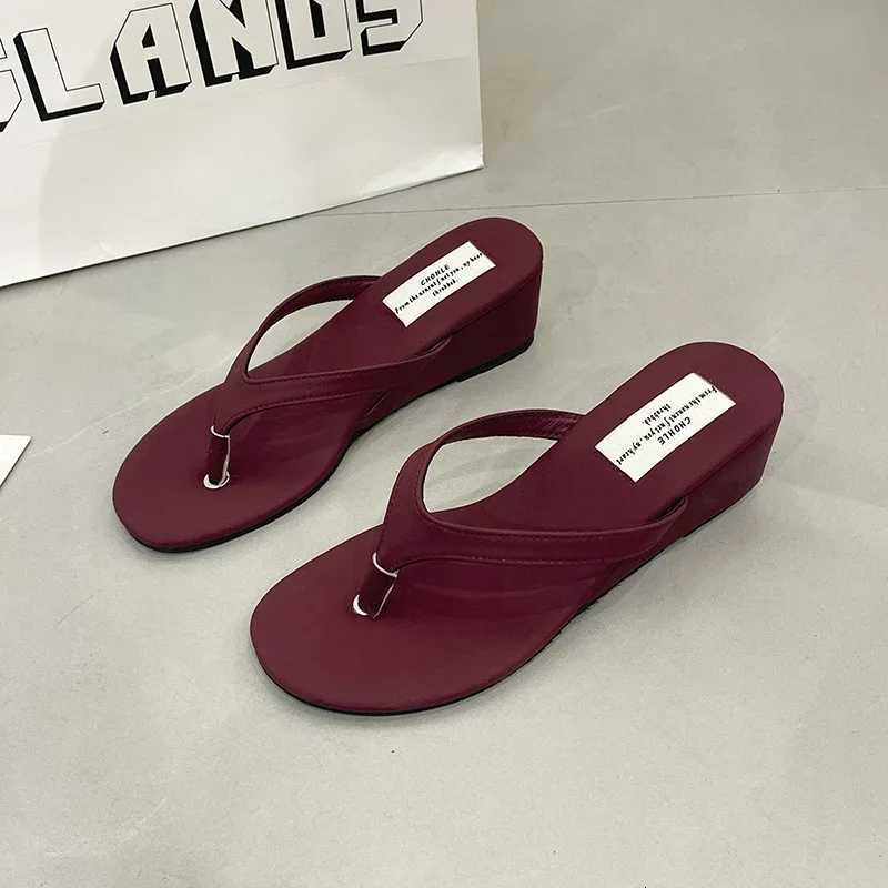 Women Wedges Slippers Heeled Sandals Casual Flip Flops Flats Shoes Woman 2025 Trend Summer Pumps Shallow Clip Toe Slides Mujer K260311