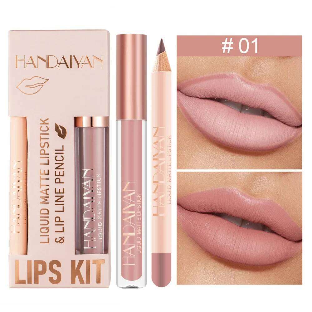 12 Color Matte Liquid Lipstick + Liner Set Nude Velvet Lip Gloss Waterproof Long Lasting Lipgloss Glaze Cosmetics Kit W260311