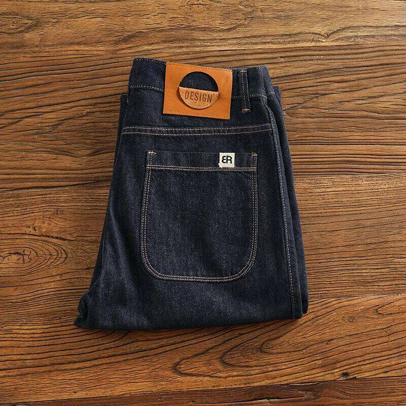 Color fixing process plain wash denim men's straight cone four seasons can wear casual pants tide Z260225