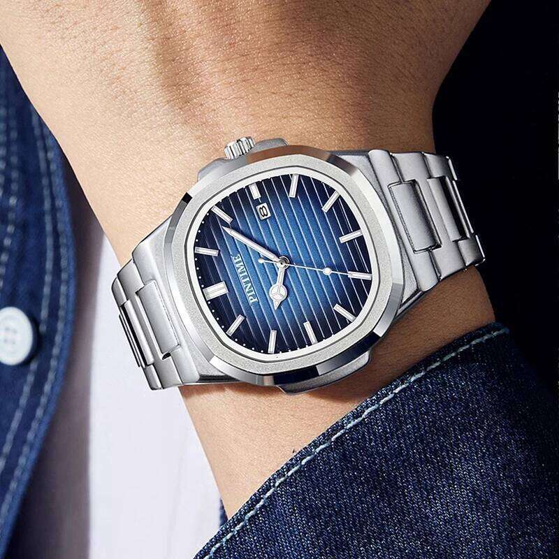 PINTIME Top Brand Luxury Men Quartz Watch Waterproof Date Male Clock Stainless Steel Business Mens Watches Relogio Masculino