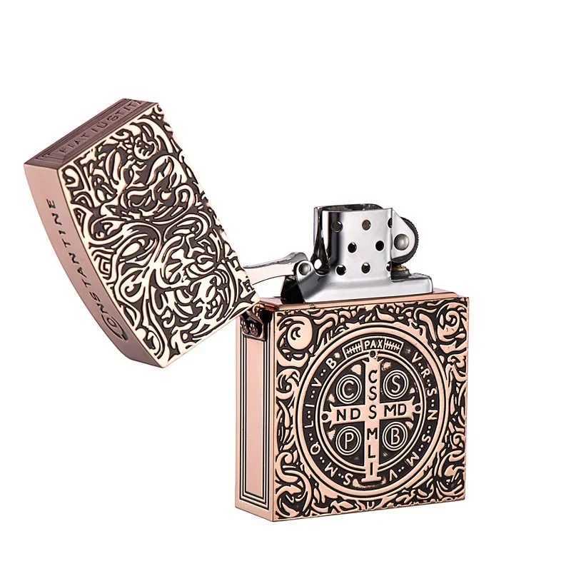 Z91178 large version Constantine copper shell fuel lighter heavy armor windproof lighter mens gift N260311