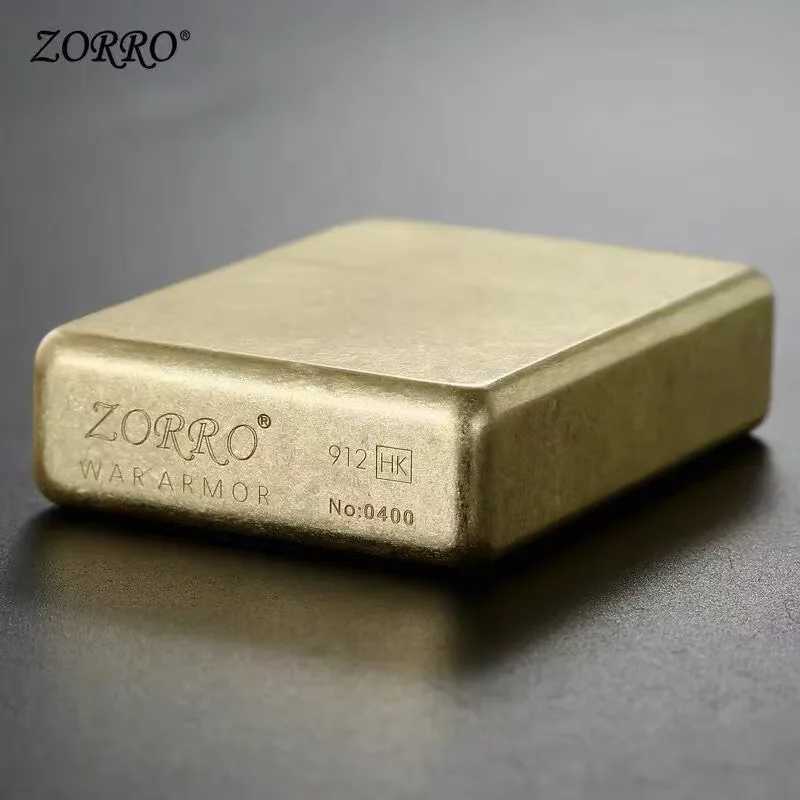 912 Heavy Duty Armor Brass/Titanium Windproof Kerosene Lighter 3/5 Hinged Metal Gasoline Lighter Mens Gift 150G N260311