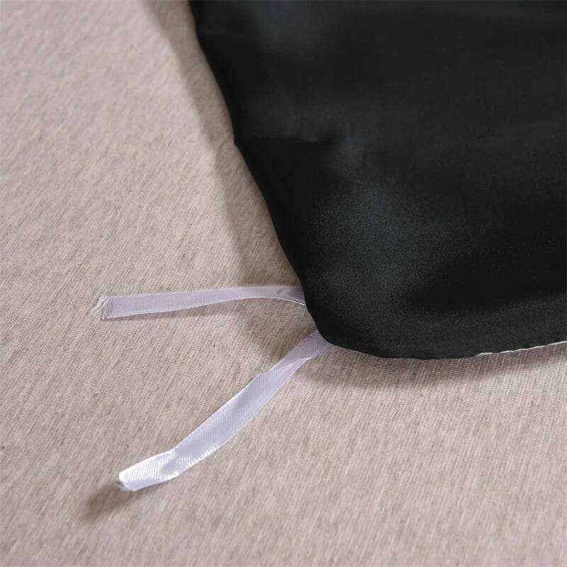3pcs Satin Duvet Cover Set Bedding Sets Queen Black Series Rich Silk Silky Soft Solid Sexy Honeymoon Wrinkle Free H260311 - view 5