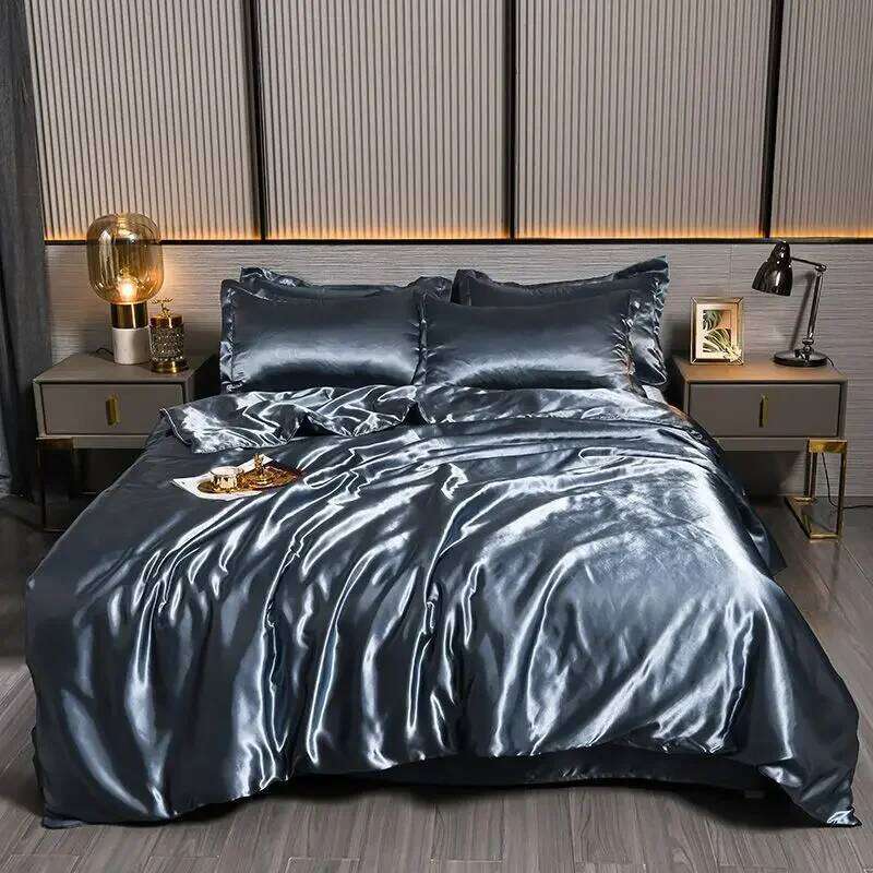 100% Silk with Duvet Set Double King Queen Size Bedding Kit 4pcs Cover Bed Linen Sets H260311
