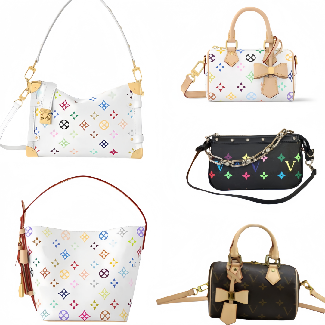 Classic bag multicolor rainbow bag Designer bag Shopping Bags Tote Card shoulder bag Wallet Crossbody Bag Monogram Coated Canvas Rainbow Hues Bow Padlock