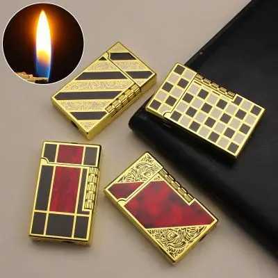 2026 Gas Lighter Grinding Jet Gas Flint Lighter Butane Metal Emboss PING Bright Sound Cigarette Cigar Lighter Inflated N260311