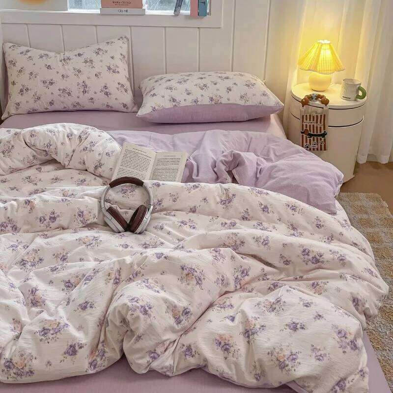 2025 new double-layer yarn printing four-piece student dormitory three-piece set, bed sheet quilt cover, bedding H260311