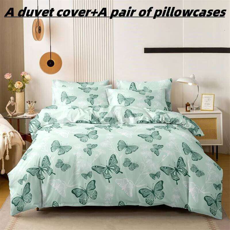 Kuup printed butterfly Duvet Colored Set QUEEN Size Quilt High Quality Skin Friendly Fabric Bedding Cover H260311