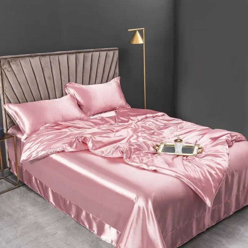 4pcs Pure Silk Bedding High End Quilt Bed Set Duvet Cover Bedsheet Pillowcases Natural Bedcloth Sets H260311