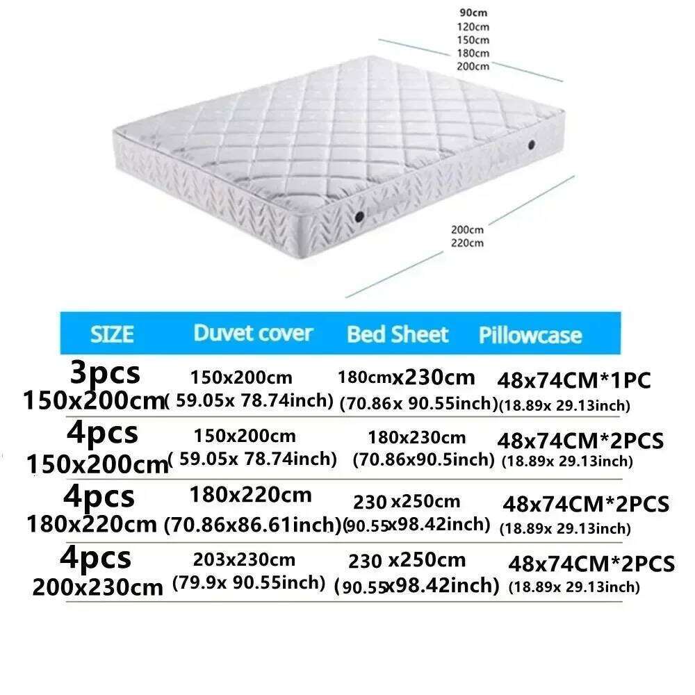 3/4PCS Striped Plaid Duvet Cover with Sheet 2Pillowcases Soft Skin Friendly No Filling Warm Twin Full Queen Size Bedding Set H260311