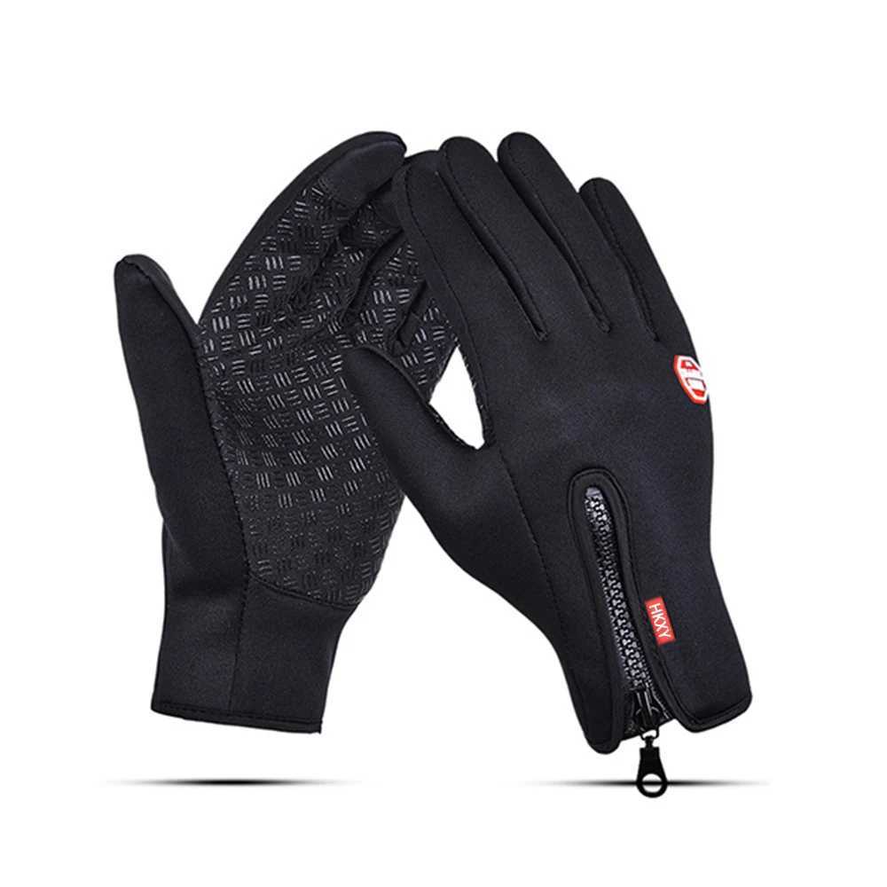 Winter Cycling Gloves Men Women Motorcycle Fleece Sport Zipper Autumn Touch Screen Warm Water-Repellent Windproof Non-slip Glove M260311