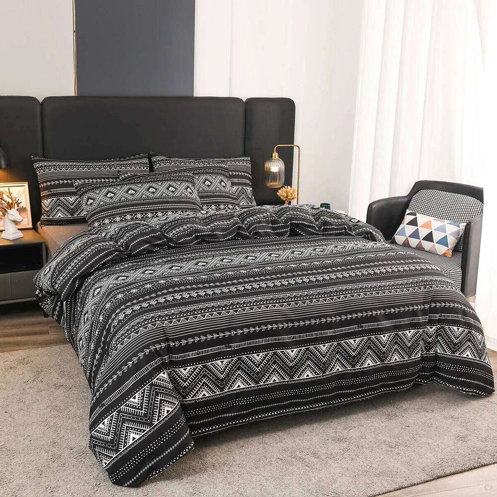 Boho Geometric Duvet Twin King Size Stripes/Chevron Pattern 3-Piece Reversible Soft Bedding Set Comforter Cover H260311