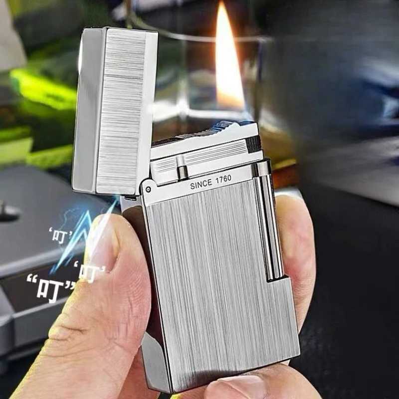 New Genuine Kerosene Loud Sound Lighter Steel Wire Drawing Gasoline Engine Smoking Pipe Lighters Gift for Men N260311