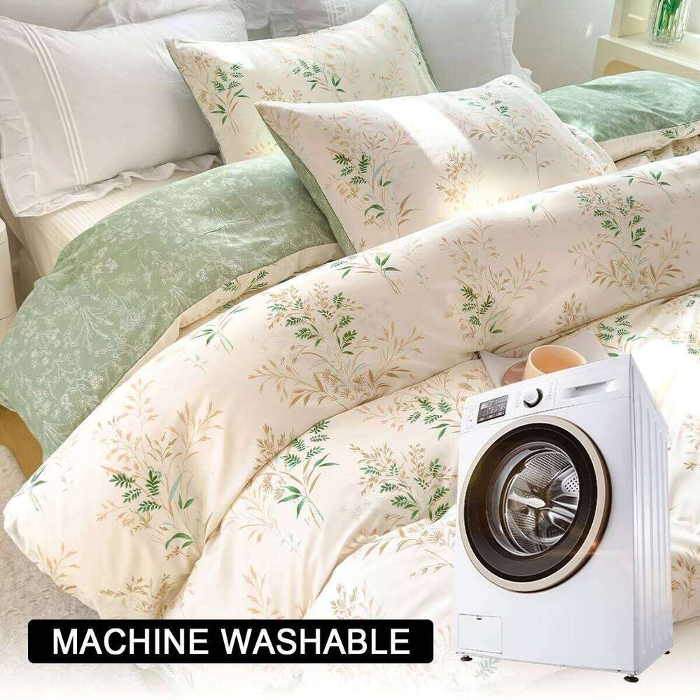 3pcs Elegant Floral Tea Art Print Set, Soft Skin-Friendly Bedding Set Includes 1 Duvet Cover And 2 Pillowcases H260311