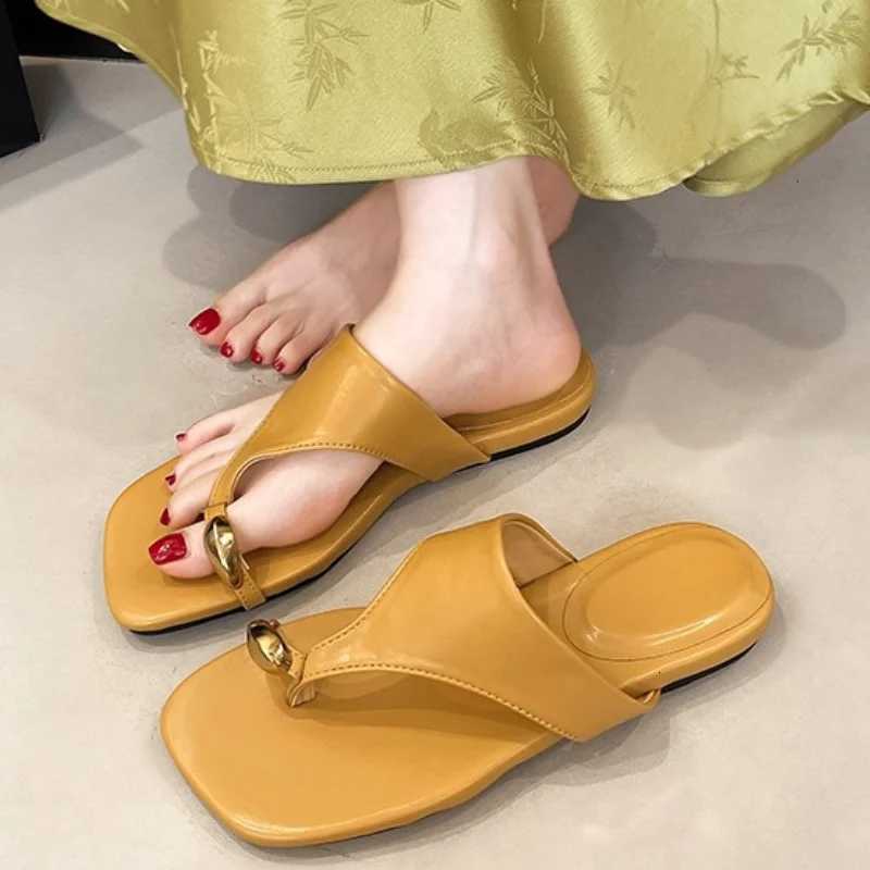 Female Flats Slides Shoes for Ladies Summer Fashion Metal Women Sandals Shoes K260311