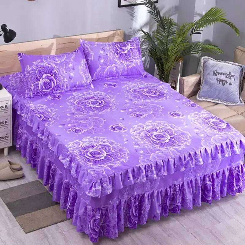 Korean Princess Style Cover with Red Thickened Lace Bed Skirt Single Piece for 1.5m 1.8m 2.0m Beds H260311