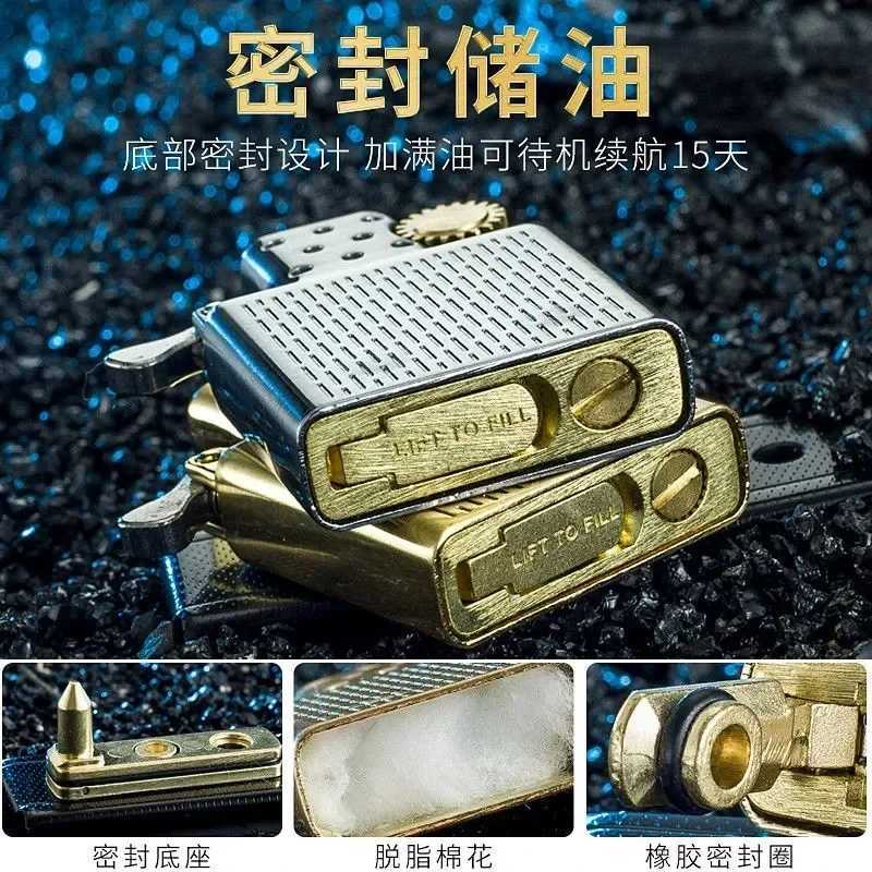 Kerosene Lighter Inner Insert Parts Gas/Oil Flint Grinding Wheel Brass White Steel Cigarettes Lighters Repalce 912 915 902 N260311