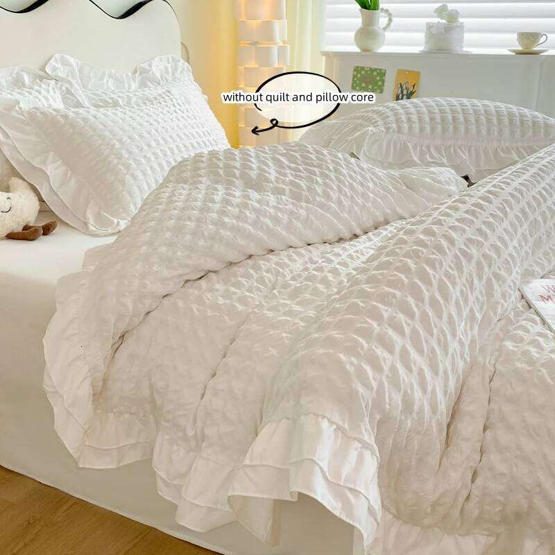 3pcs Korean lace Bedding set seersucker Duvet Set 1*Duvet Cover + 2*Pillowcase, Without Corefor bedroom guest room H260311