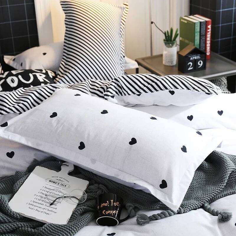 Heart Print Duvet King Size Reversible Bedding Set Microfiber Modern 1 Quilt Cover Zipper Closure with 2 Pillowcases H260311