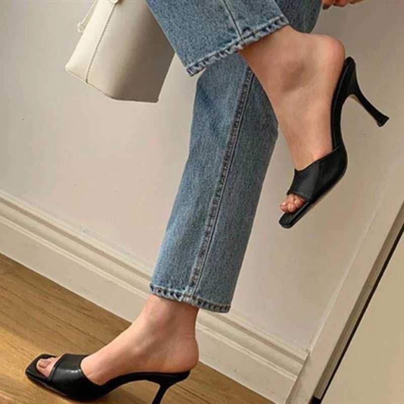 Street Style Summer Square Toe High Heel Women Fashion Party Stripper Mules Female Slides Shoes Zapatos De Mujer K260311