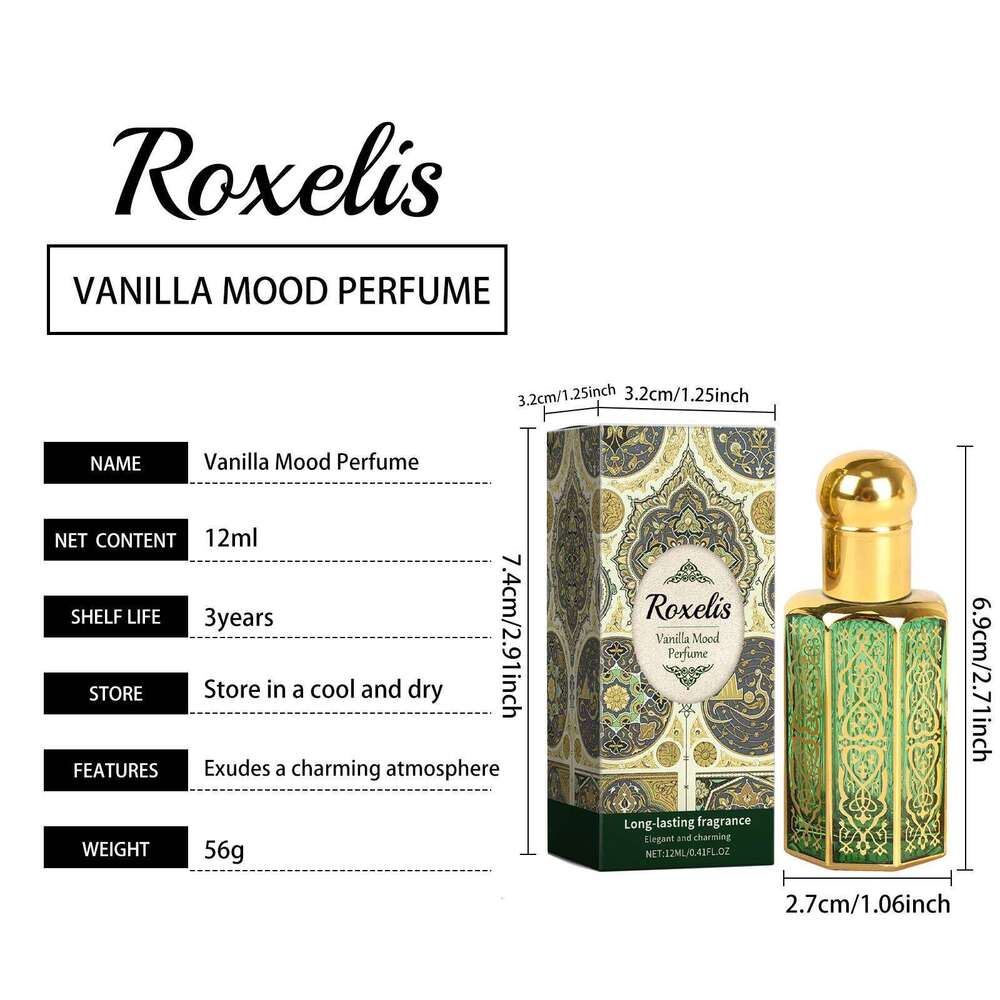 Roxelis Vanilla Perfume Women, Arab Elegant Scent Long-Lasting All-Day, Mild & Charming, Portable Fragrance for Daily/Party Z260311