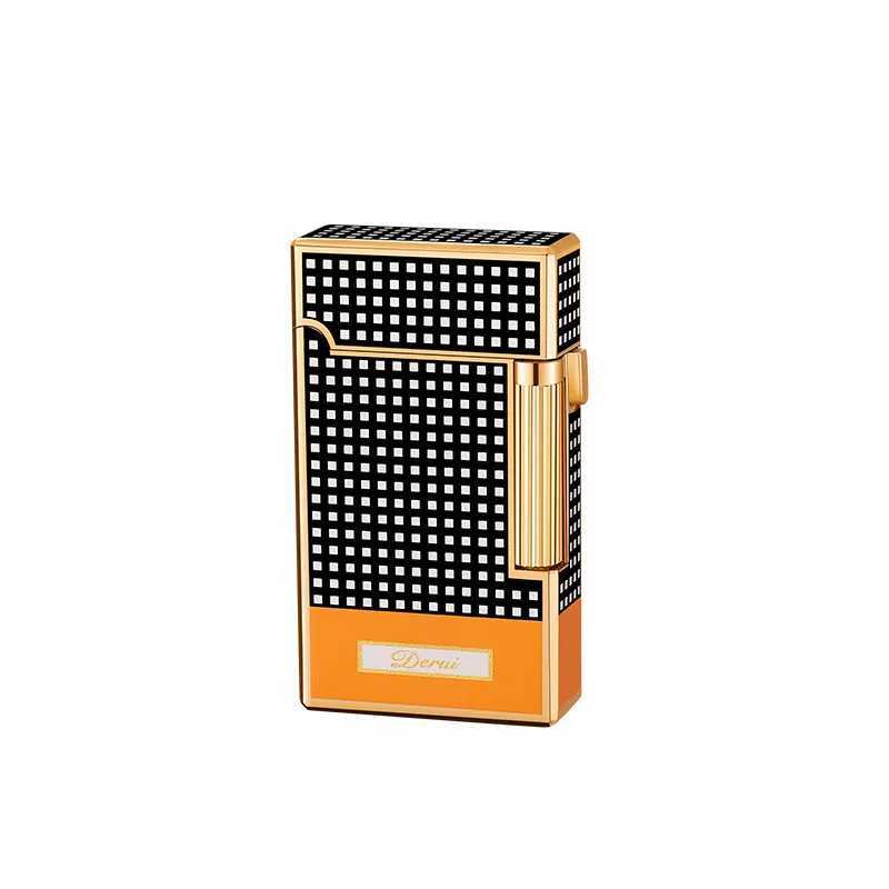 New DERUI Side Sliding Loud Sound Double Fire Lighter Metal Inflatable Mens Light Luxury Gift Double Fire Switch N260311