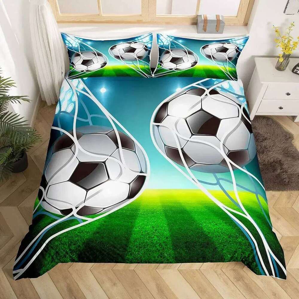 Football Duvet Hand Drawn Sketch Soccer Sports Bedding Set for Boys Teens Men Twin Comforter Cover H260311