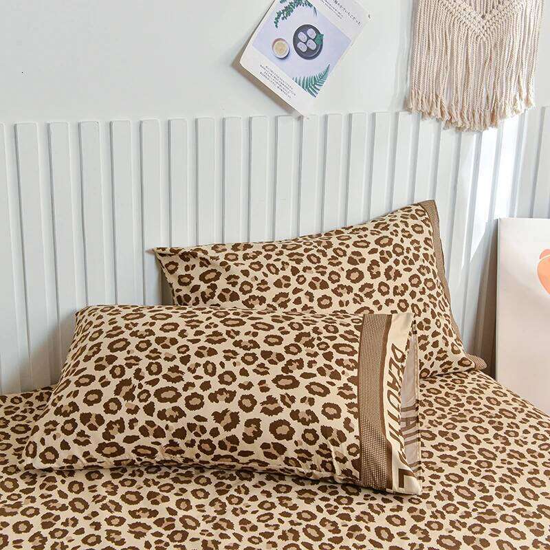 Leopard Print Fitted Wild Animal Cheetah Skin Texture Cover Romantic Fashion Bed Sheet Set with 2 Pillowcase Twin King H260311