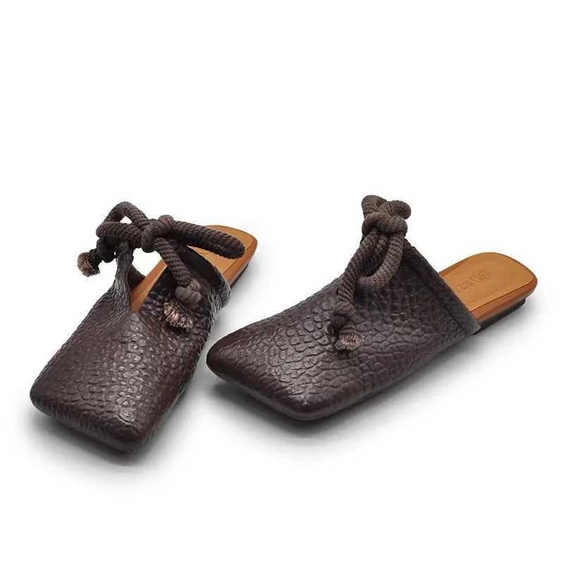 Square Toe Flats Women Designer Mules Shoes Fashion Casual Sandals 2025 Summer Slingback Flip Flops Sandalias De Mujer K260311