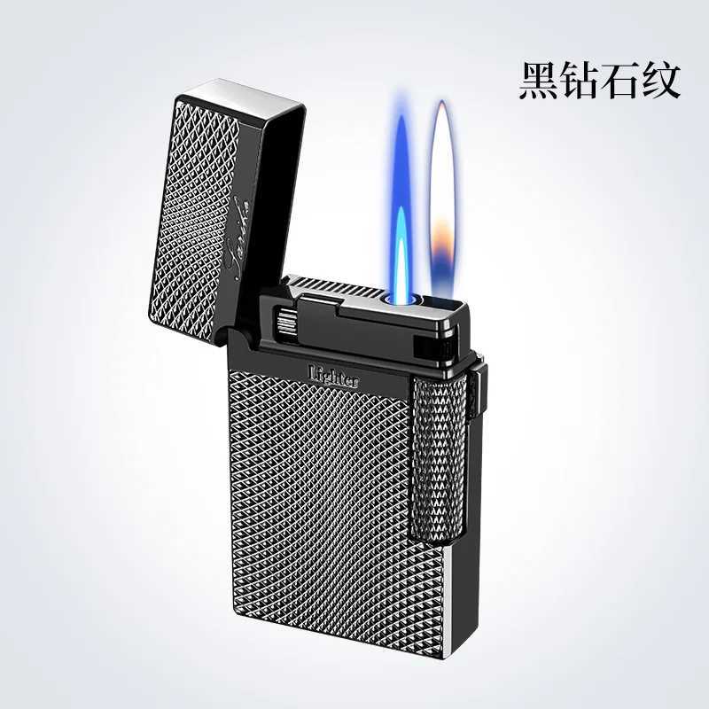 Metal Windproof Cigar Cigarette Lighter Jet Torch Gas Two Types Flames Unusual Lighters Smoking Accessory Butane Gadgets for Men N260311