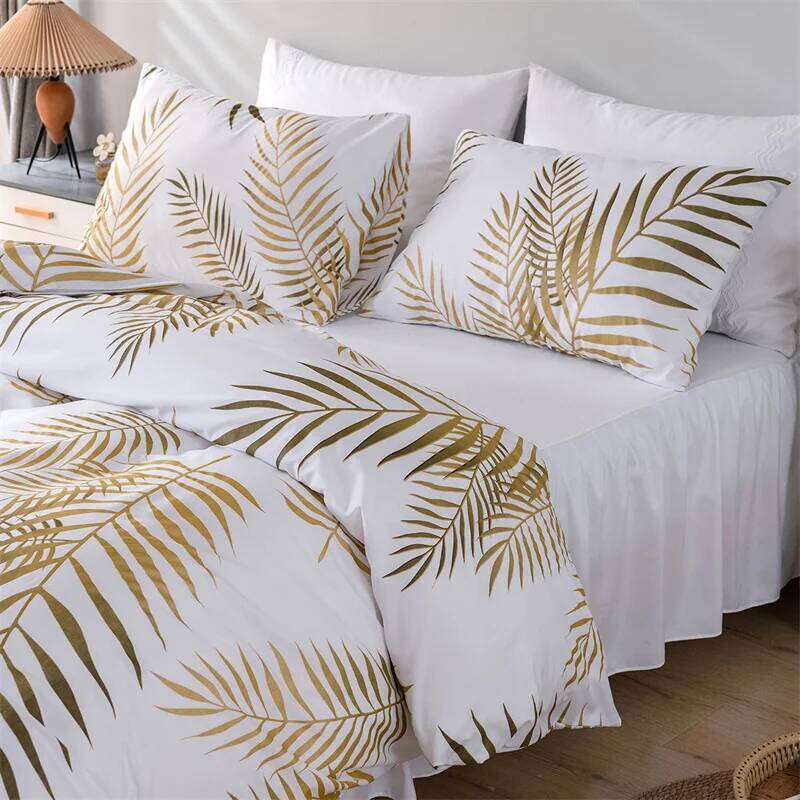 Modern Style Gold Print Queen Duvet Soft Comfortable Single Double Bedding Set Twin King Quilt Cover and 2 Pillowcases H260311