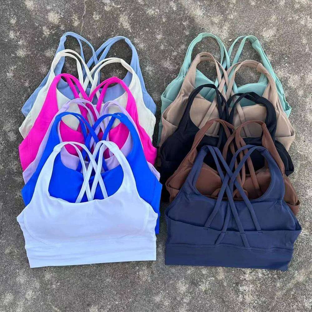 Solid Color Fitness sport Bra Women Cross soft high strength Tight Top Comprehensive Training Gym Yoga Underwear With Chest Pad 26H0311