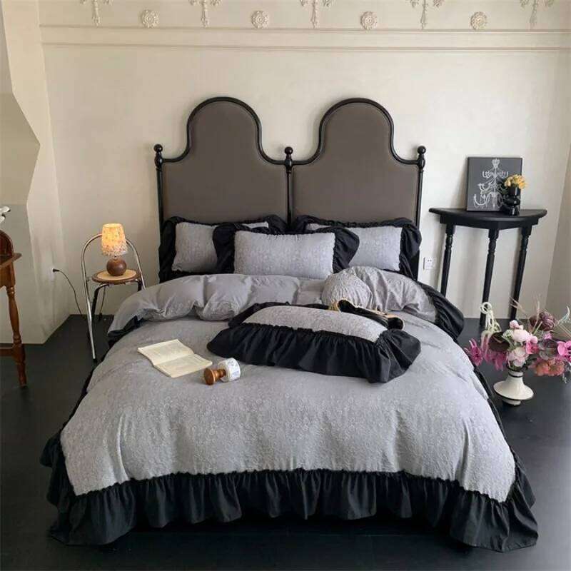 2025 New Monet washed sanded double-layer yarn three-dimensional jacquard large lace craft four-piece sheet set H260311 - view 3