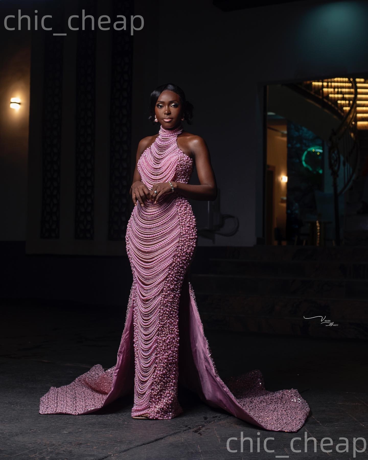 2K26 Pink Prom Dress 2026 Mermaid Prom Dress Beadings Pearls Detachable Train Evening Dresses Birthday Party Formal Receiption Gowns Dresses ZJ015 - view 5