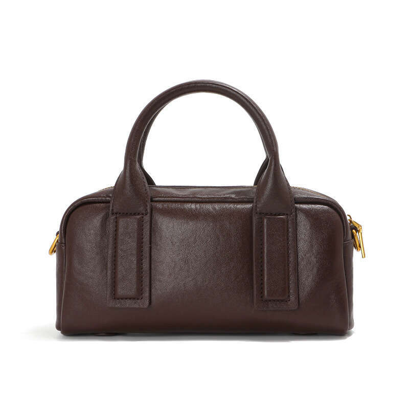 Luxury Shoulder Bags Totes Boston Made Of Top Layer Cowhide Genuine Leather Vintage Fashion Handbag Bowling Bag Shoulder And Crossbody Small Square Fo