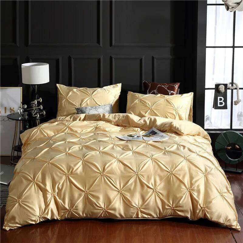 Chiffon Pinched Flower Design Duvet with Pillow Cases Fashion Polyester Bedding Set Soft Comfortable Quilt Cover 3pcs H260311