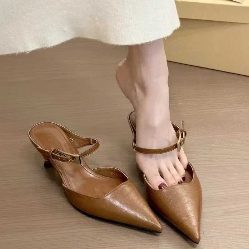 Womens pointed-toe mid-heel mules stylish sexy trendy high heels for 2025 K260311