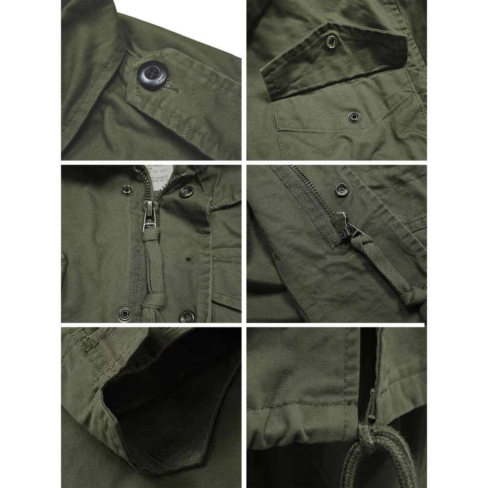 M65 Field Men's Military Retro Multi Pocket Collar Zipper Jacket, 100% Cotton 26H0311