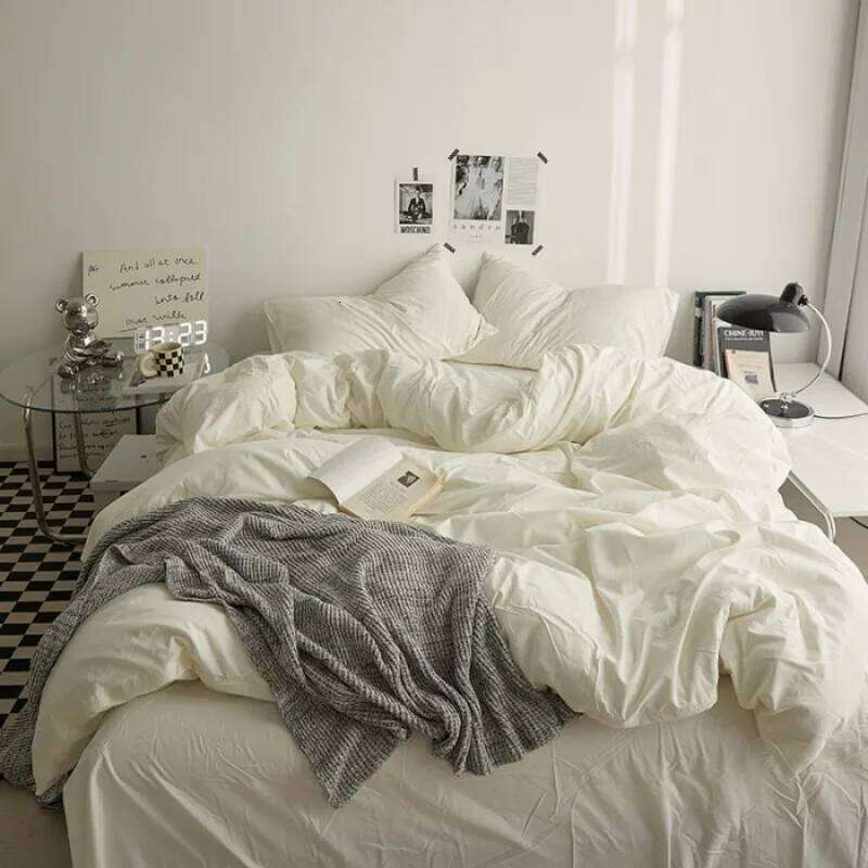 2025 Simple Skin-friendly A-class Water Wash Four-Piece Color Student Kit Pure Cotton Bed Sheet Set H260311 - view 3