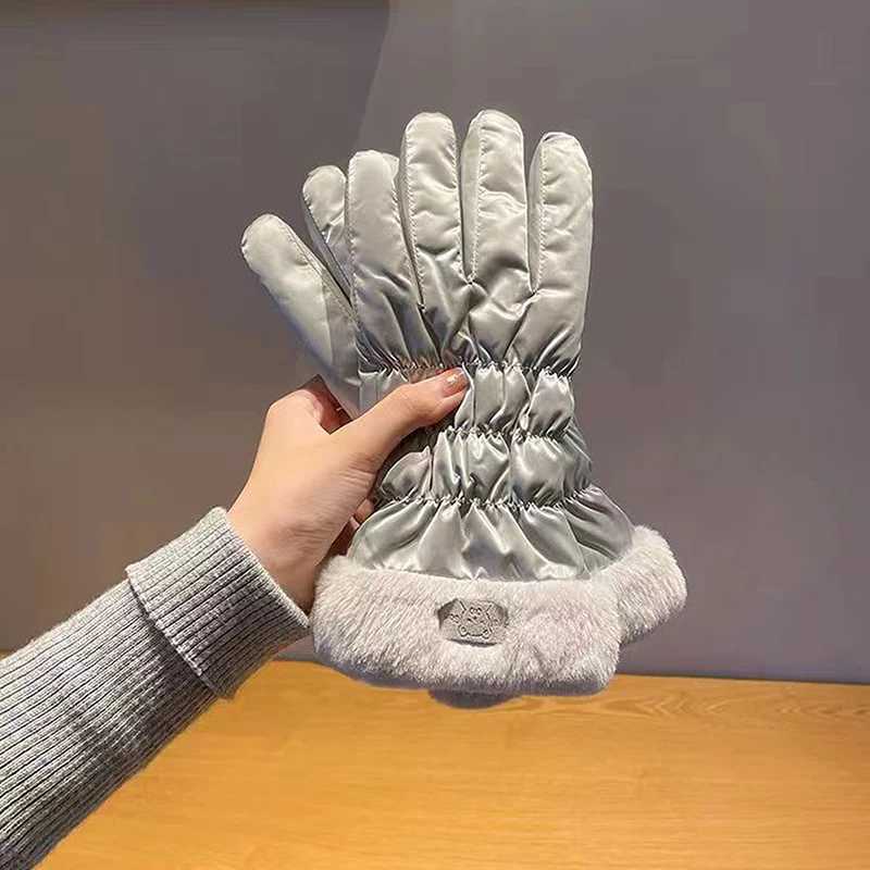 1Pair Ski Gloves Women Winter Fleece Thickened Warm Windproof Waterproof Touch-Screen Gloves For Outdoor Riding Mountaineering M260311