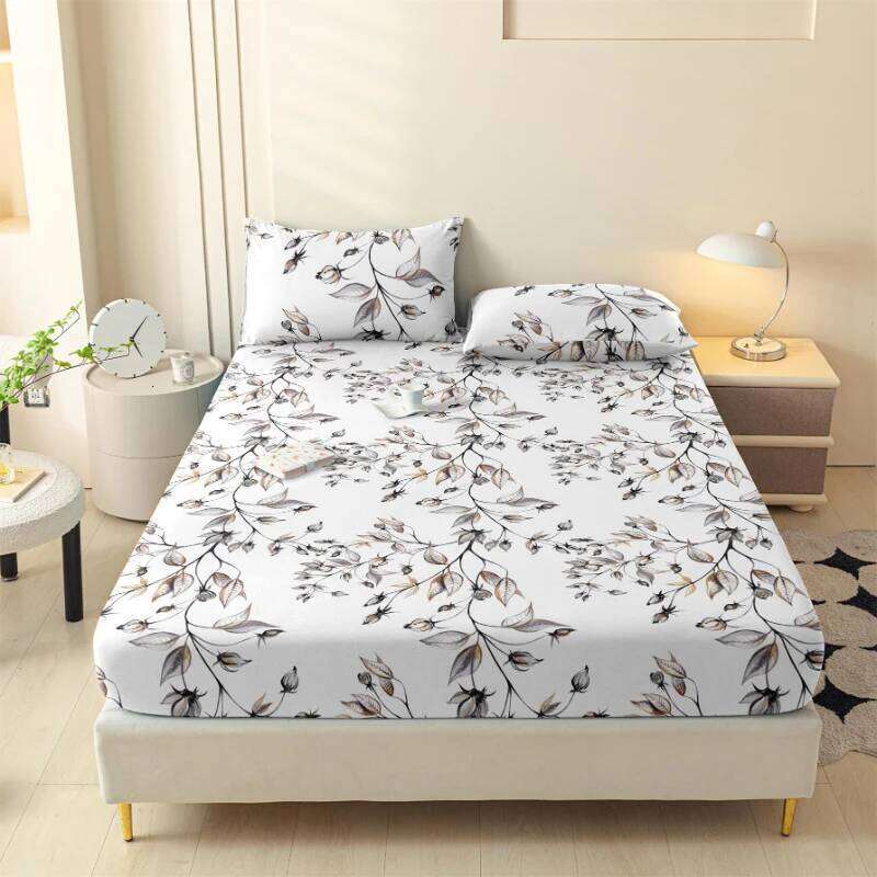The New Three-piece Fitted Skin-friendly Cotton Printed Bed Mattress Cover with Pillowcase Double Use Bedding 200x220 H260311