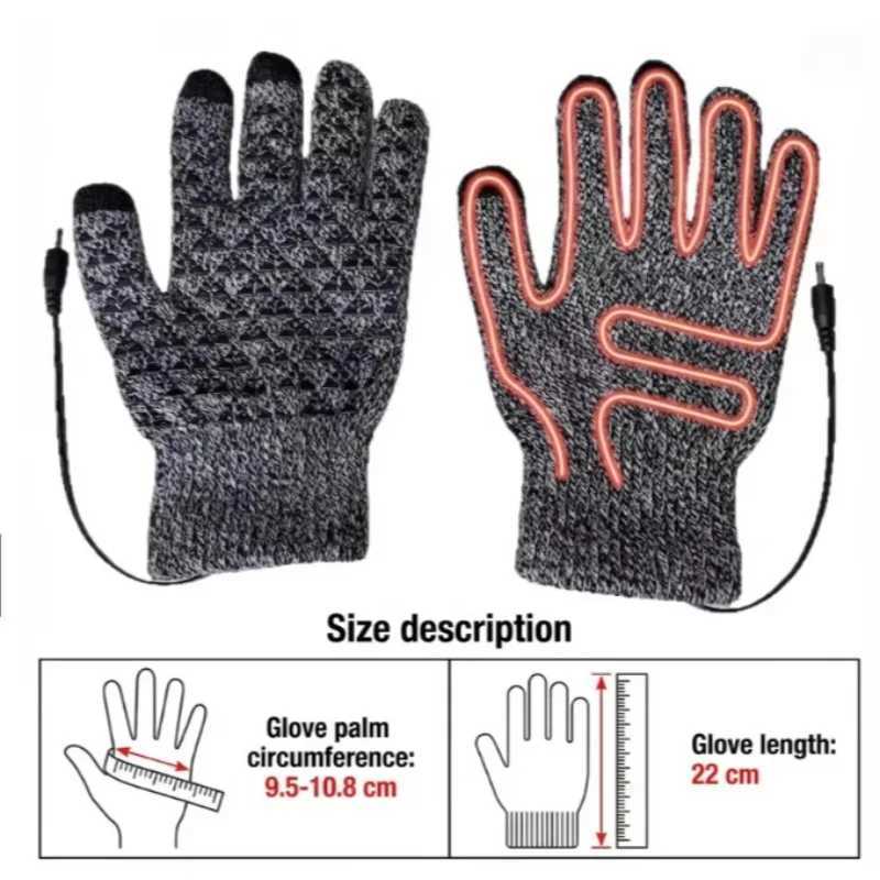 USB ELEctric Heating Gloves Anti Slip Five Finger Hand Warm Thickened Charging Constant TEMperature for Outdoor Cycling M260311