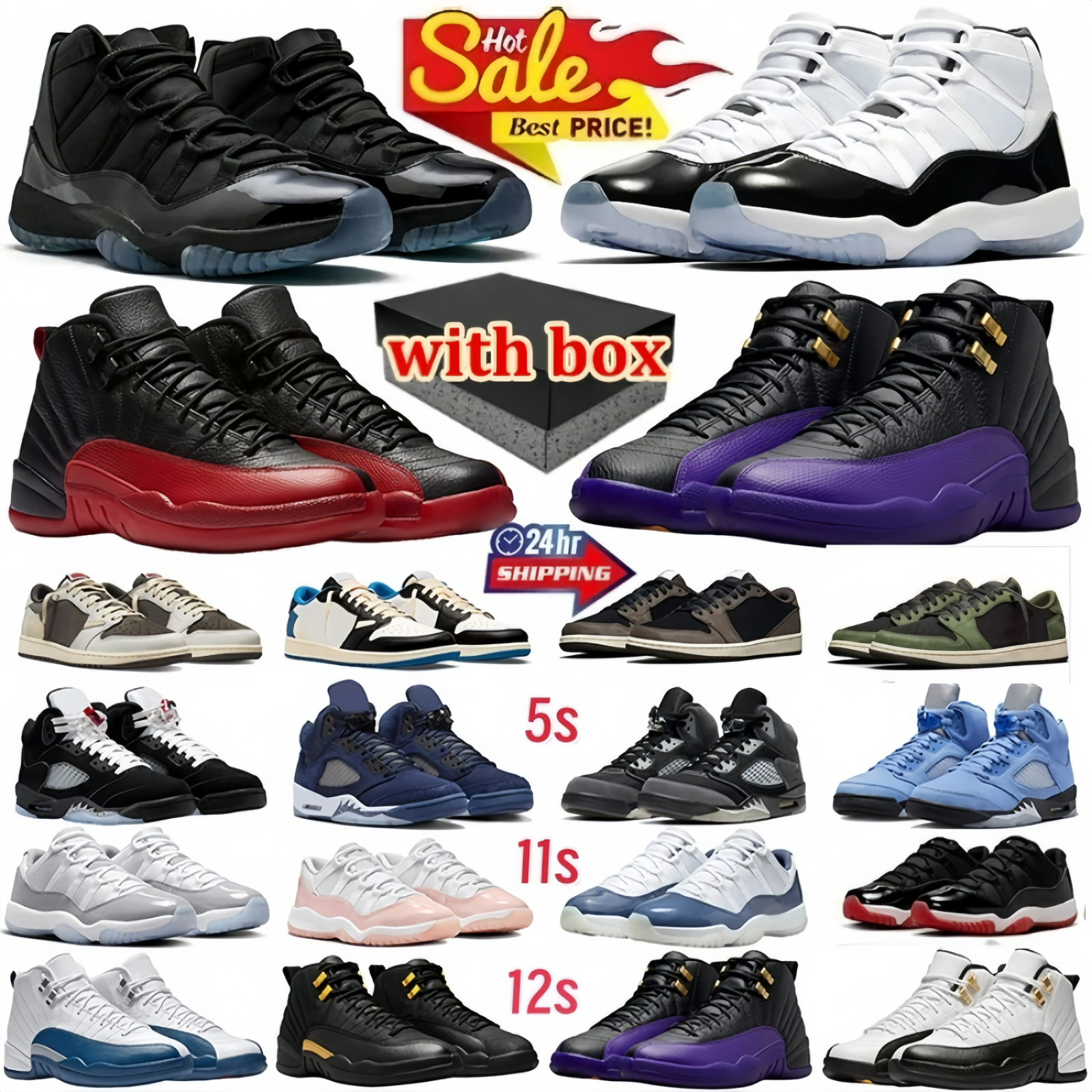 With Box Size 14 Mens Shoes 1 11 12 13 4s Baketball Designer Shoe Men Women Sneaker Military Black Cat Metallic Flu Game Bred Fear Fire Sail Red Thunder White Pink Men