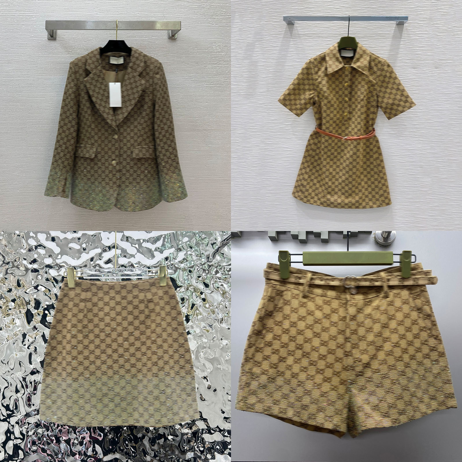 Designer Womens Two Piece Pants Blazer Women Full Letter Jacket Fashion Luxury Skirt Casual Slim Shorts With Belt Women