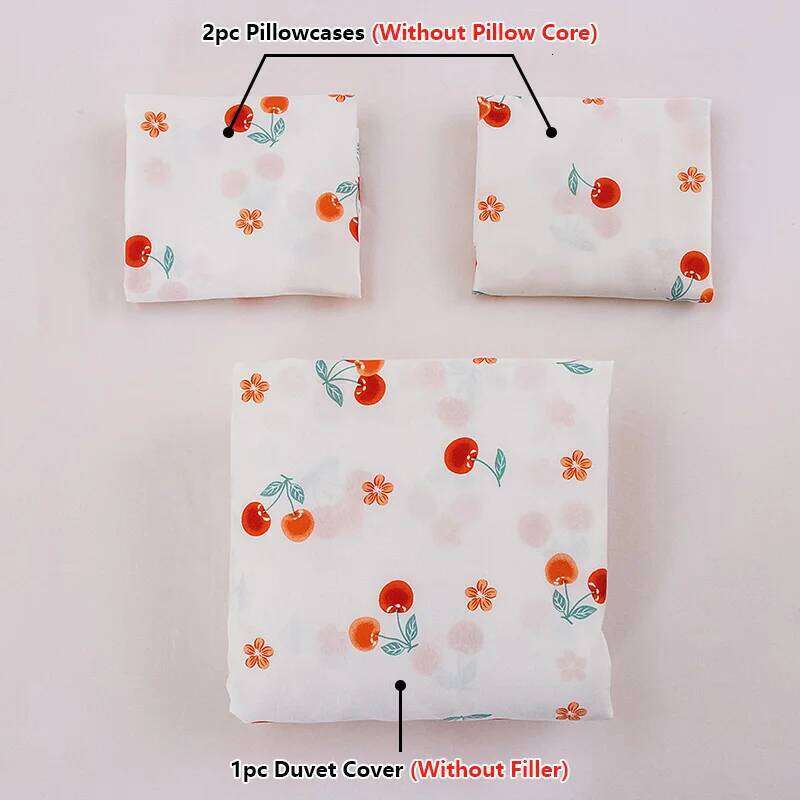 3PC Cherry Little Red Flower Duvet Cover 1Quilt cover 2Pillowcase Cute Print 100%Polyester Home Decor Four Season No padding H260311 - view 3